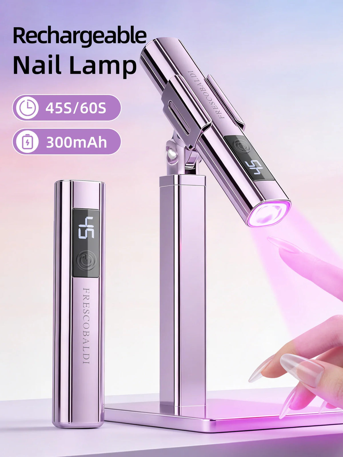 1Pc mini Screen Display Handheld Nail UV Lamp for Gel Nail Enhancement USB Battery Portable LED Nail Lamp Rechargeable Battery