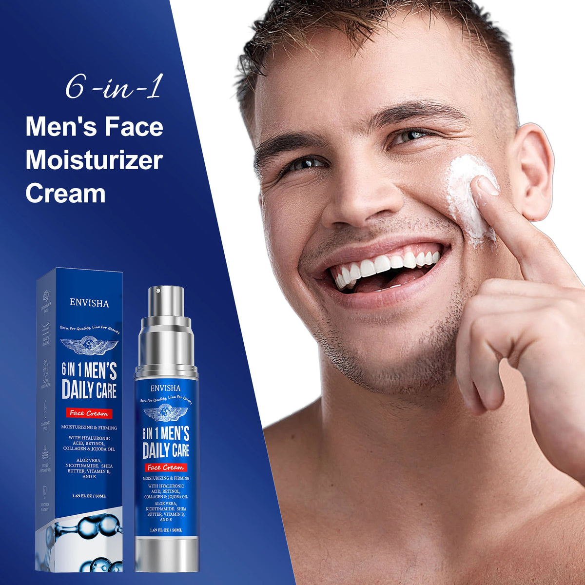 ENVISHA 6 IN 1 Men's Face Skin Care Cream Anti-aging Moisturizing Whitening Firming Skin Products Collagen Beauty Health