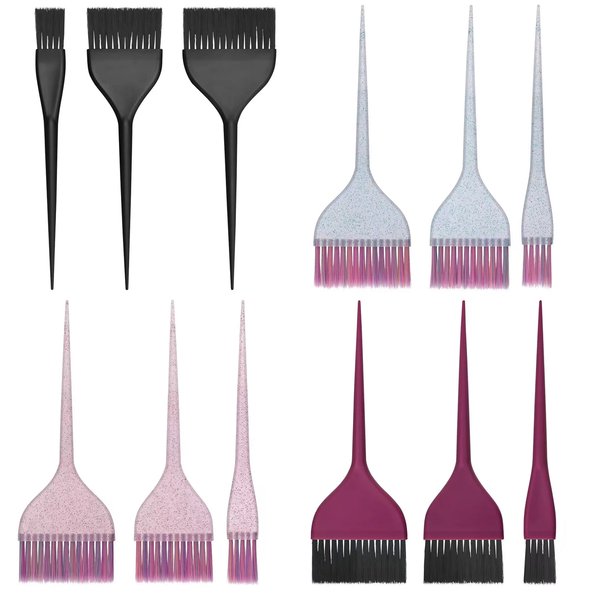New 3-Piece Set Arc Shaped Hair Dye Brush Plastic Hair Coloring Applicator Brushes Comb Barber Dyeing Salon Styling Tools