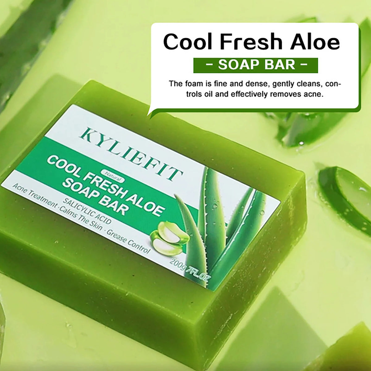 AILKE Aloe Vera Whitening Soap, Remove Acne, Spots, Skin Radiant, Improve Skin Luster, Vegan Bath Wash for All Skin Types, 200g