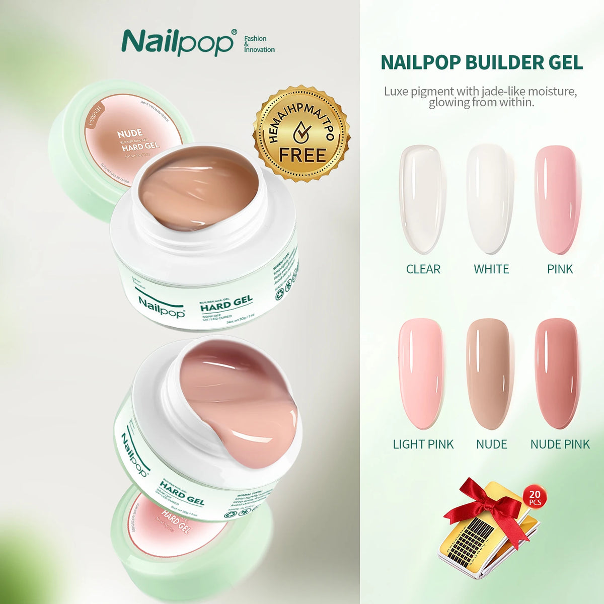 Nailpop 30g HEMA-FREE Builder Gel Milky Smooth UV Nail Gel for Extension Long Lasting Hard Gel Nail Strengthen Nail Art Design