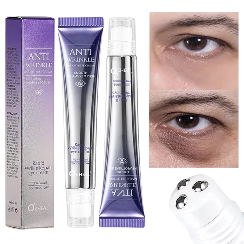 O'CHEAL 2Pcs Rollerball Massager Moisturizing Eye Cream Anti Dark Circle Firming Eye Cream Serum Hyaluronic Acid Eye Skin Care