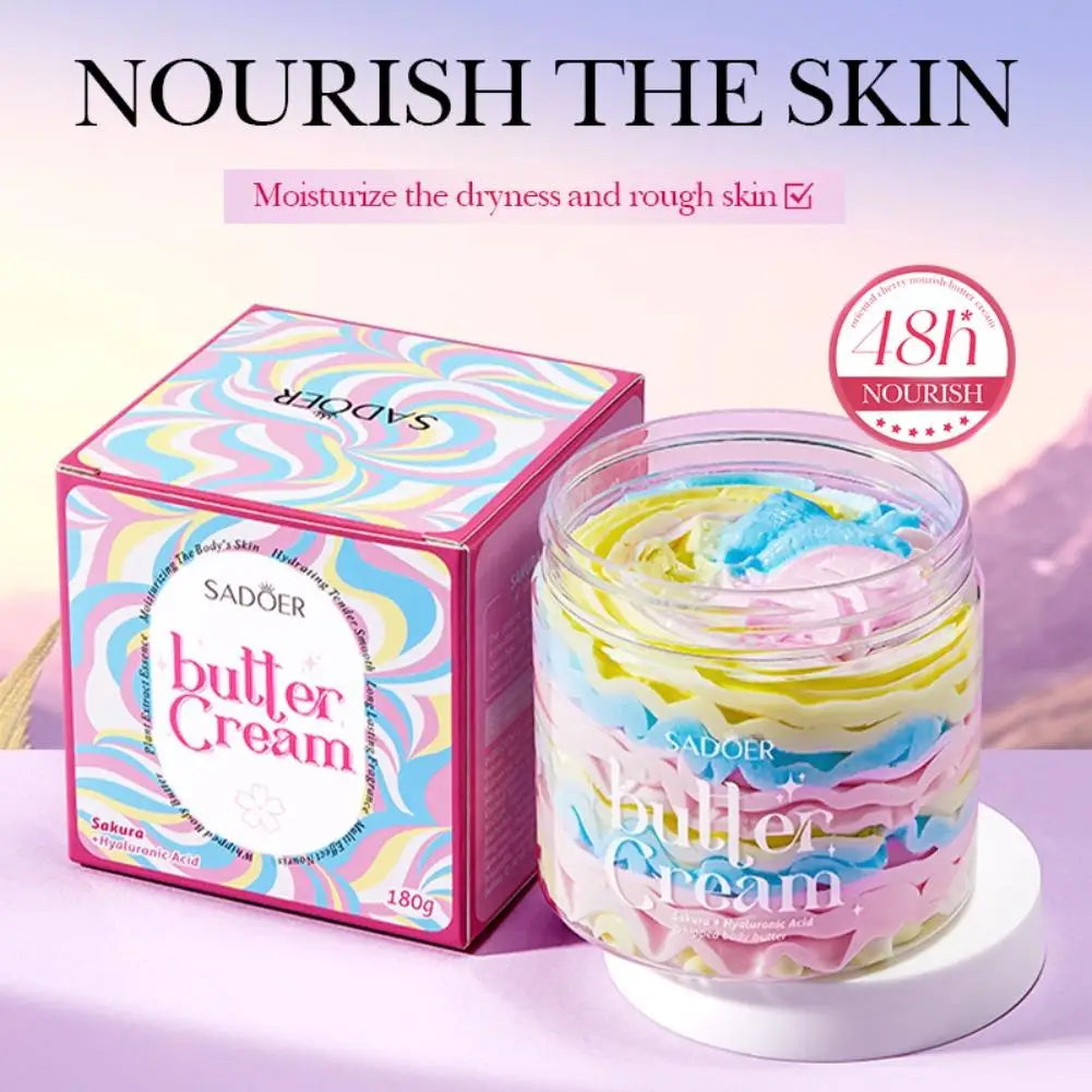 180g Organic Butter Cream Sakura Hyaluronic Acid Nourish Skin Body Lotion Moisturize Dryness Rough Skin Original Face Body Care