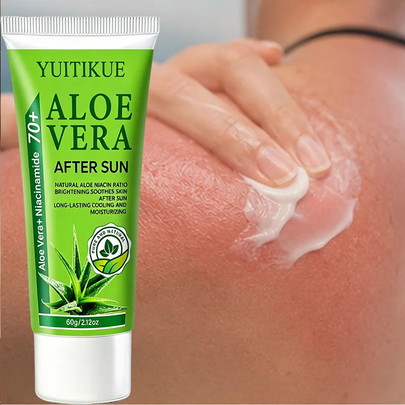 YUITIKUE 70+ Aloe Vera Niacinamide After Sun Gel Cooling Soothing Long Lasting Moisturizer For Face Body Sun Exposed Skin 60g