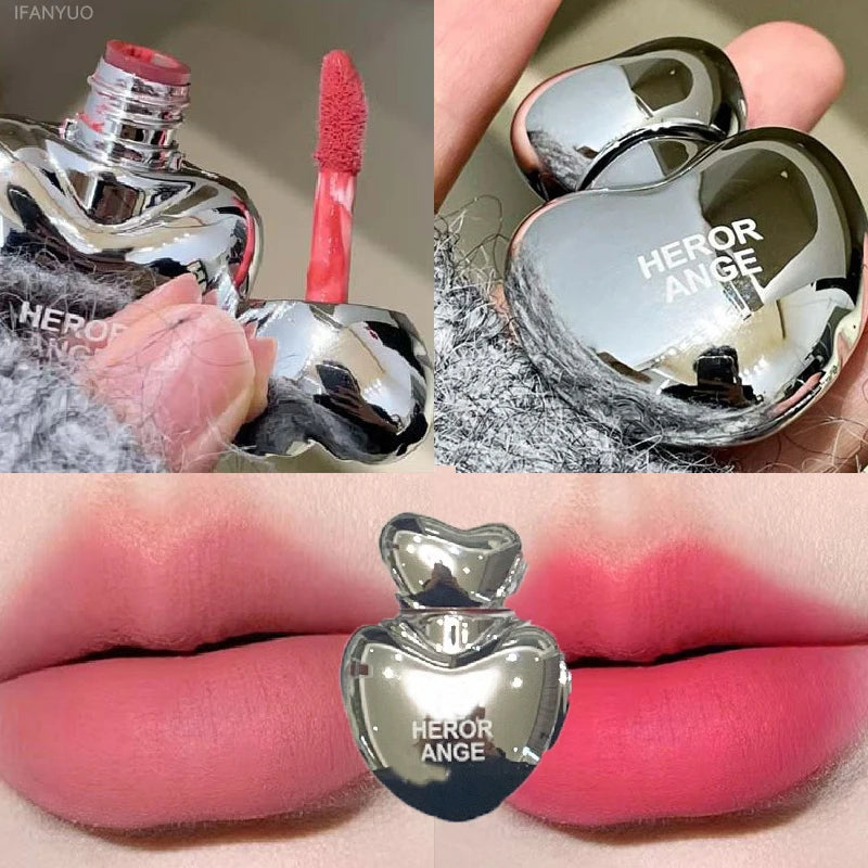 Peach Heart Silky Matte Lipstick Velvet Matte Blush Lip Gloss Face Liquid Pink Lip Tint Cream Pigment Long Lasting Lips Makeup