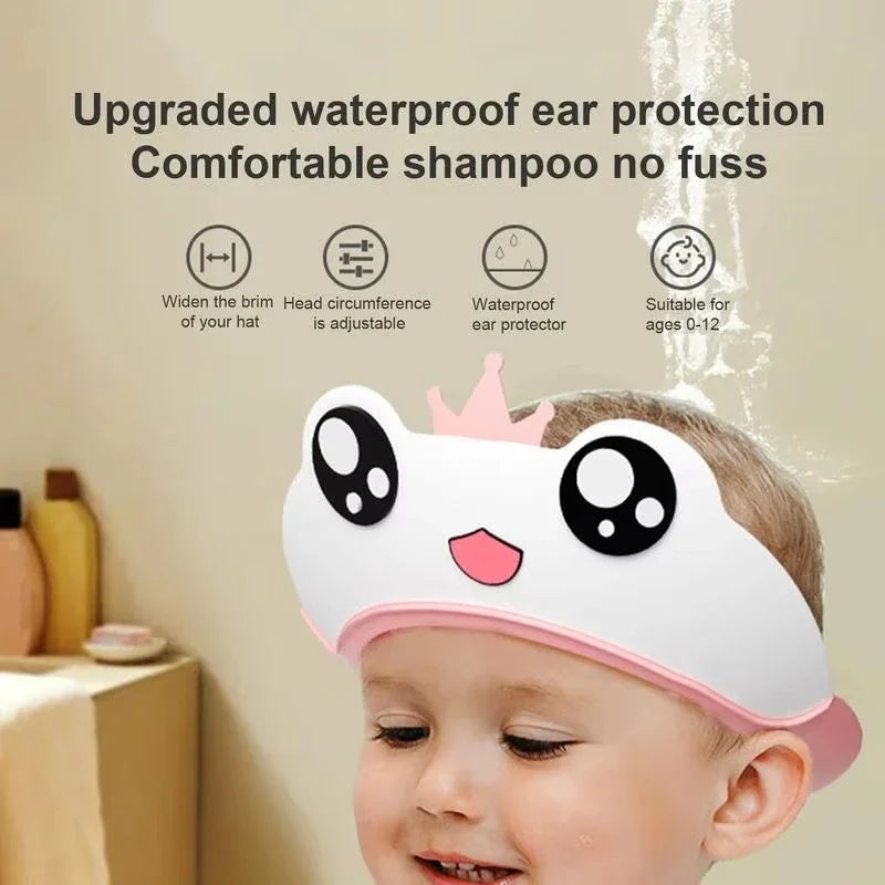 Baby Shampoo Cap Hair Cartoon Infant Hair Shield Washing Waterproof Ear Protection Kids Bath Hat Adjustable Children Shower Caps