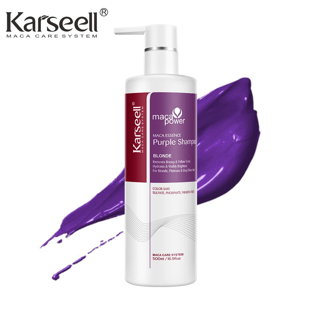 Karseell Purple Shampoo Neutralizes Brass & Yellow Tones Color-Correcting Shampoo For Blonde Silver Gray Highlighted Hair