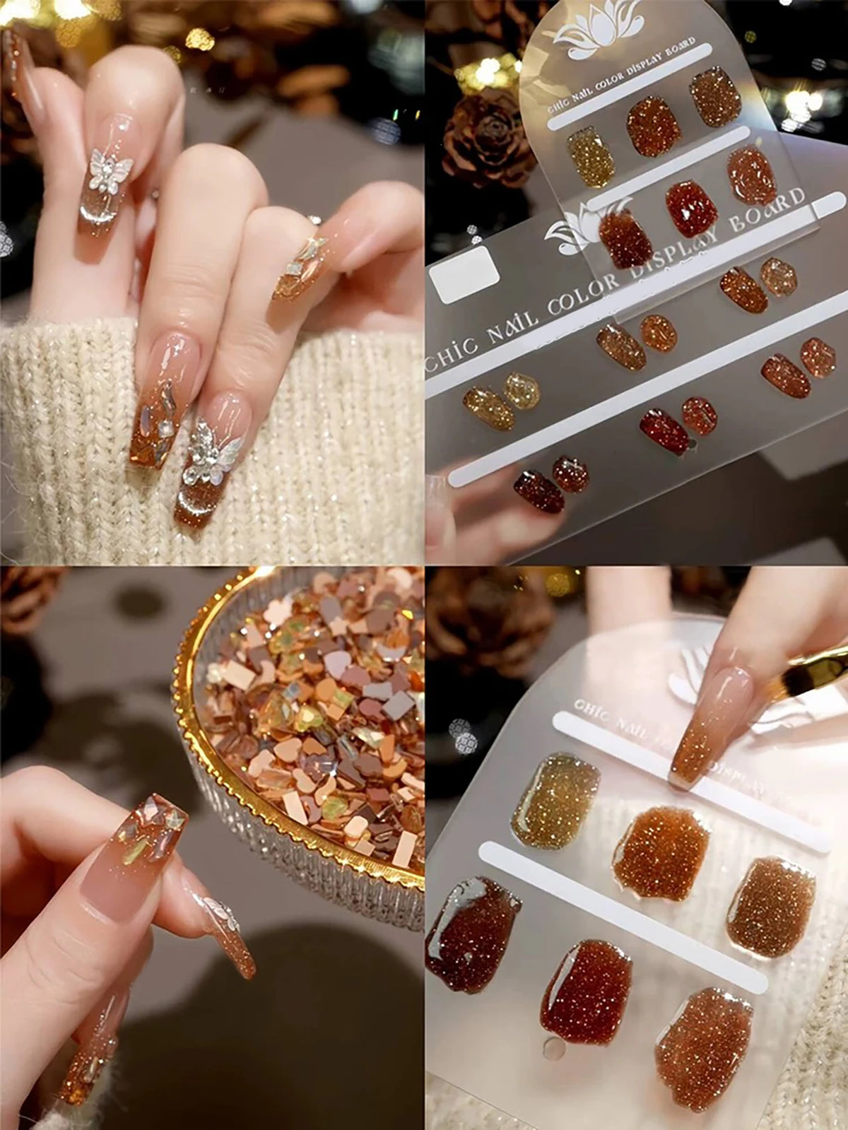 MIANEL 12ML 1-12PCS Maillard Crushed Diamond Gel Nail Polish Flash Shiny Red Nails Gel Polish 2025 New Gel Polish UV Light Nails