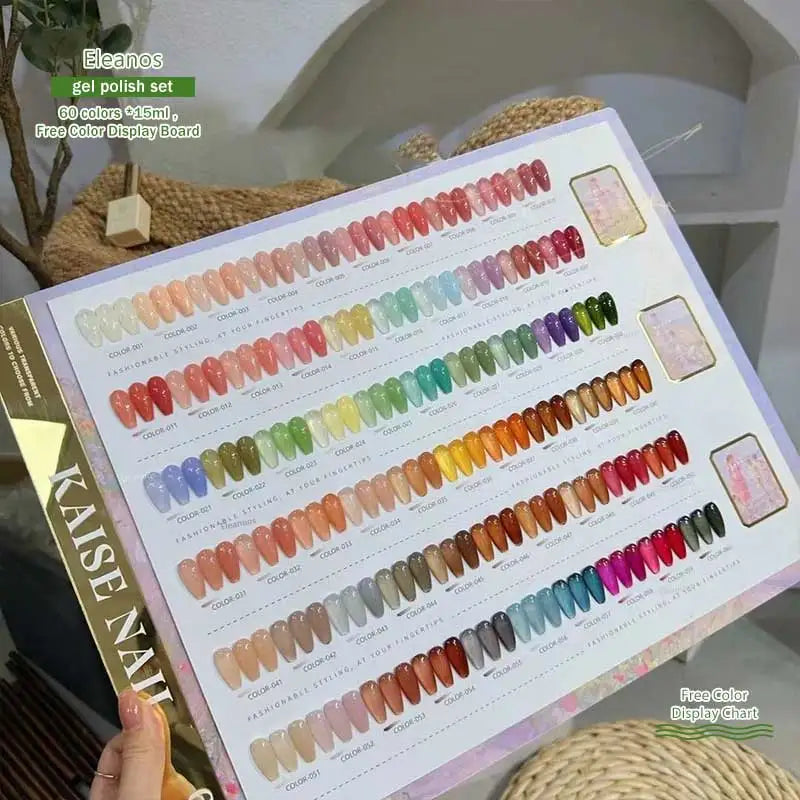 Eleanos Korean Style 60pcs Jelly Opal Gel Polish Set TPO Free Syrup Gel Kit Color Chart For Nail Salon 15ml Transparent UV Gel