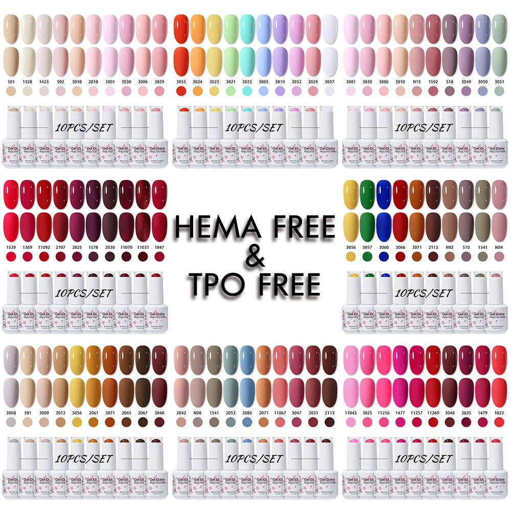 Clou Beaute 10pcs TPO & HEMA FREE Nail Gel Polish Set Gel Lacquer Spring Color UV Gel Nail Semi Permanent High Pigment Varnish
