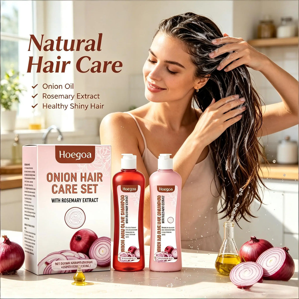 Onion Rosemary Shampoo Conditioner Deep Cleans Reduces Dandruff Regulate Oil Secretion Increase Density Nourishing Hair Care Set