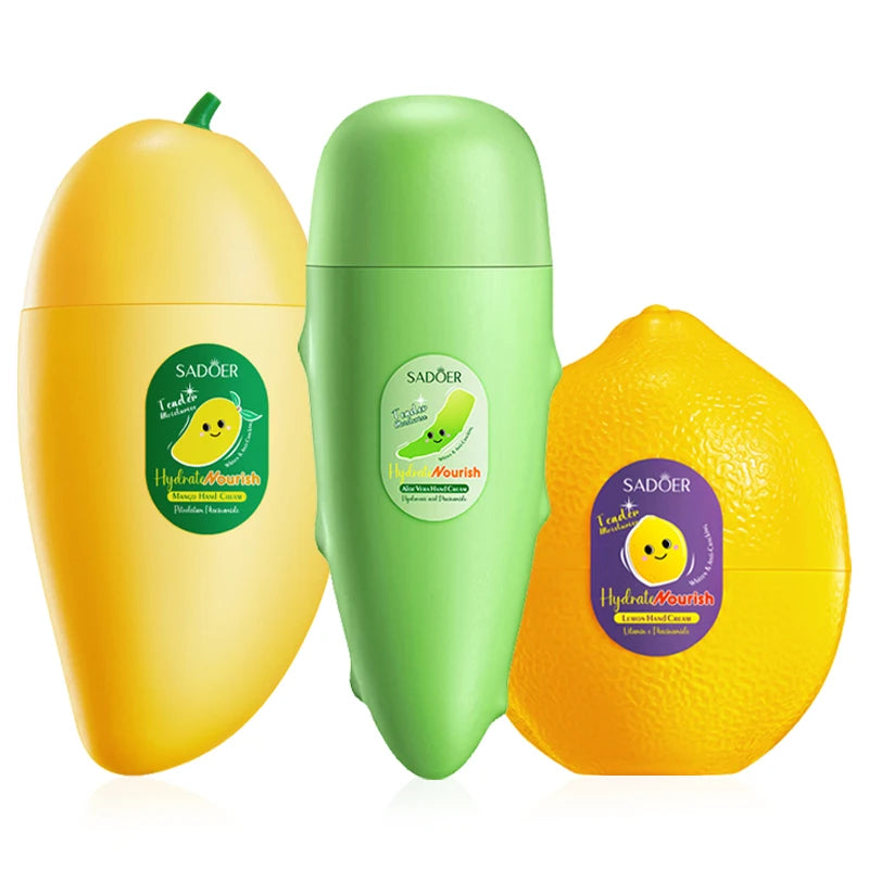 SADOER Mango Peach Aloe Vera Lemon Hand Cream Fruit Moisturizing Shape Brightening Repairing Hand Creams For Hand Care