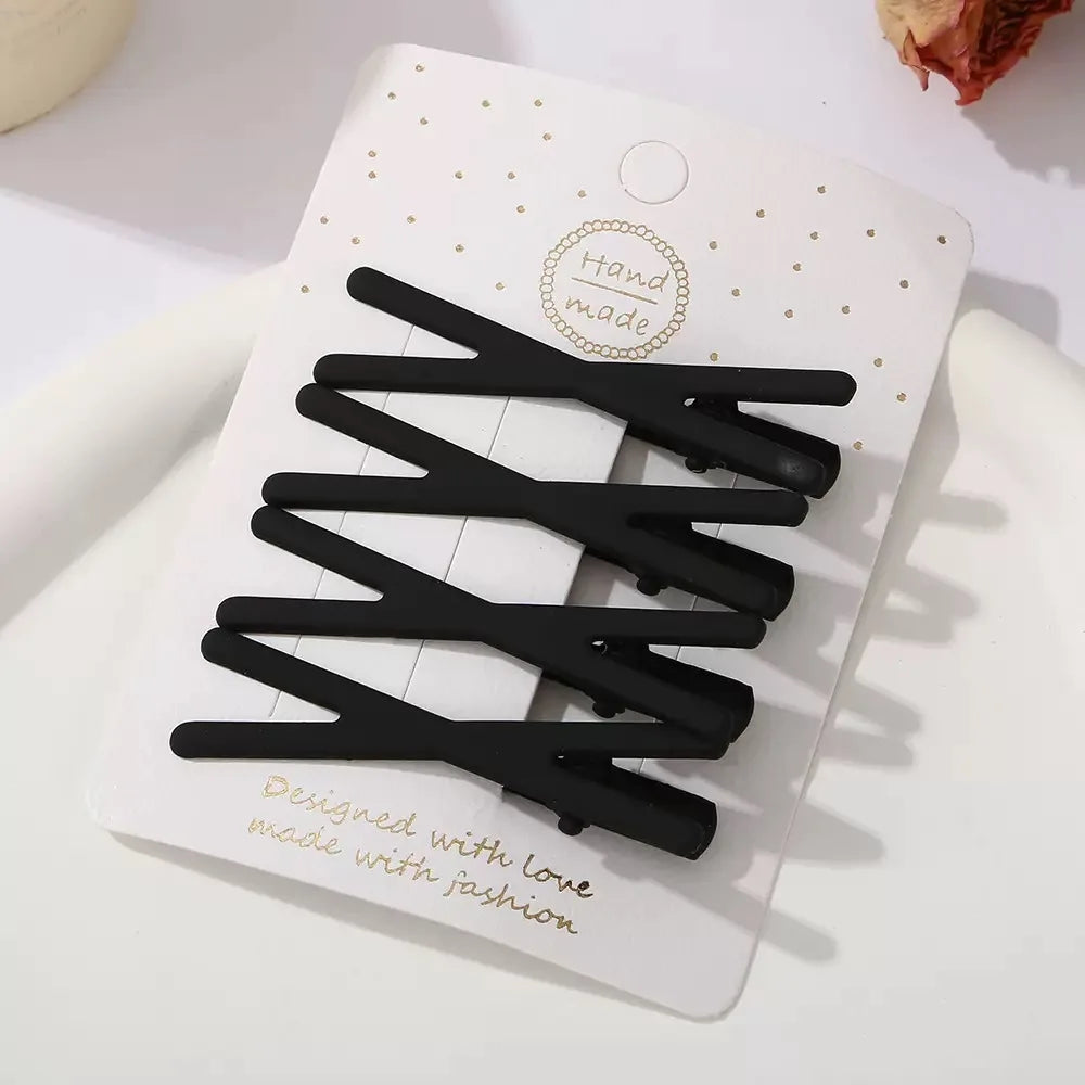 4Pcs Elegant Black Frosted Hair Clips Chic Fashionable Trendy Unisex Hair Accessories for Women Daily Party Occasion Styling