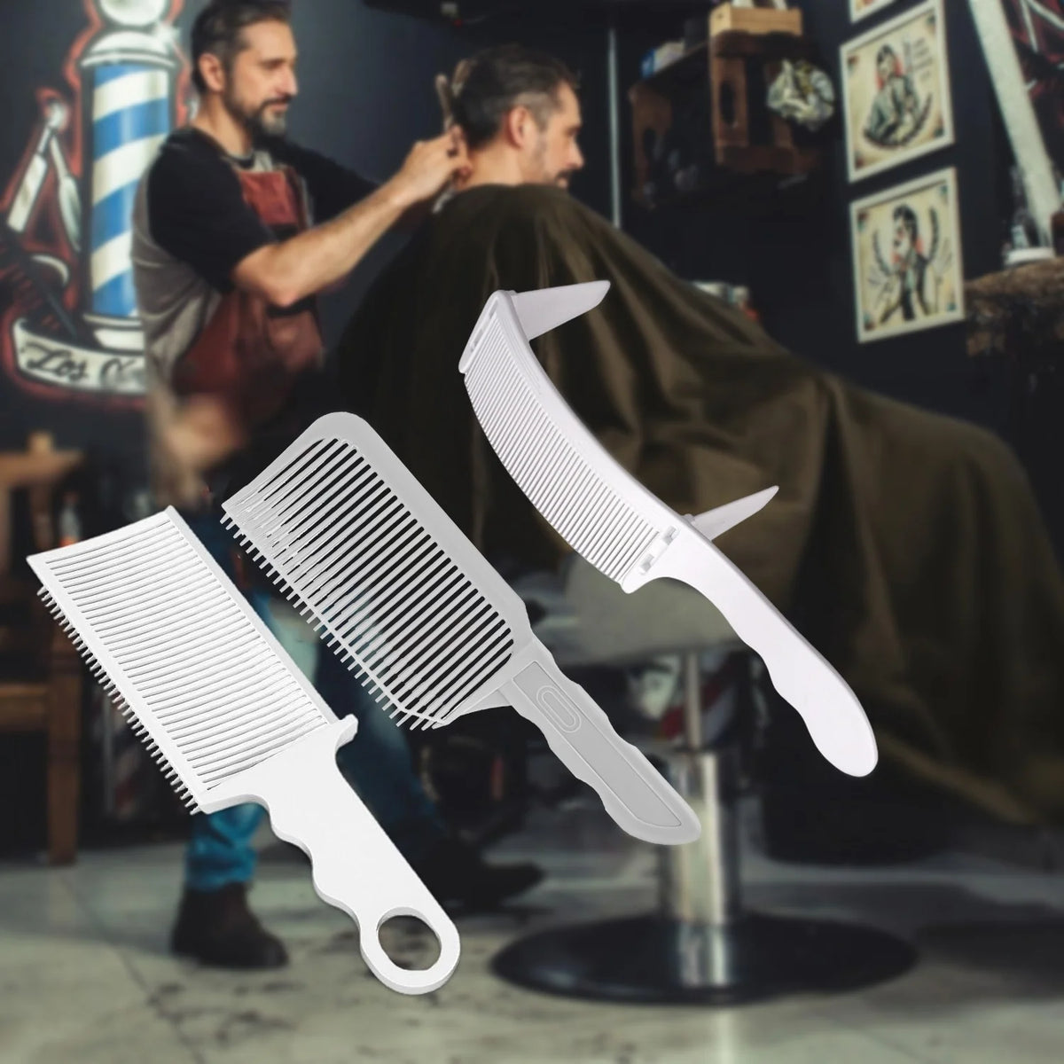 1/2/3Pcs Barber Hair Comb Fading Styling Flat Top Hair Cutting Fade Comb Men Hairdresser Fade Salon Accessories Tools