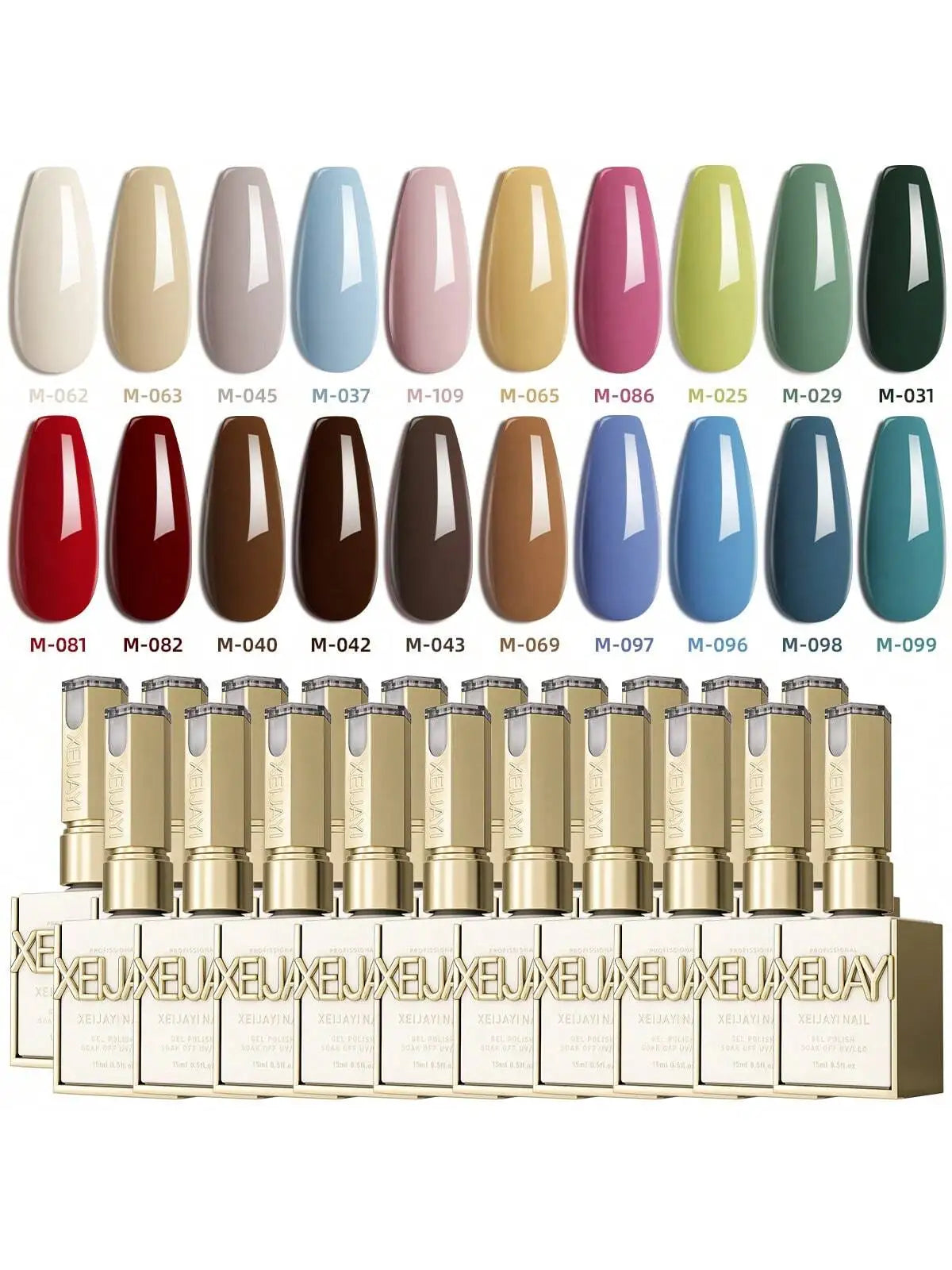 20PCS 15ml High-Shine Gel Nail Polish Set in Multiple Colors Soak Off UV/LED, Formaldehyde & Alcohol Free, Perfect for DIY Frenc