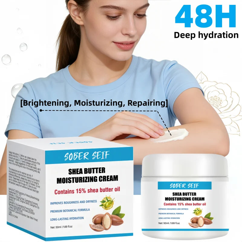Shea Butter Moisturizing Cream 48H Hydration Barrier Repair Full Body Use
