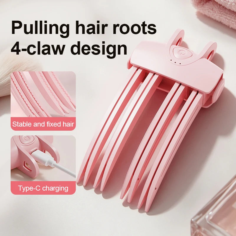 Portable Heated High‑crown Root Volumizing Clip Wireless Rechargeable Fluffy Hair Styling Accessory Anti‑flat Top Root Lifter