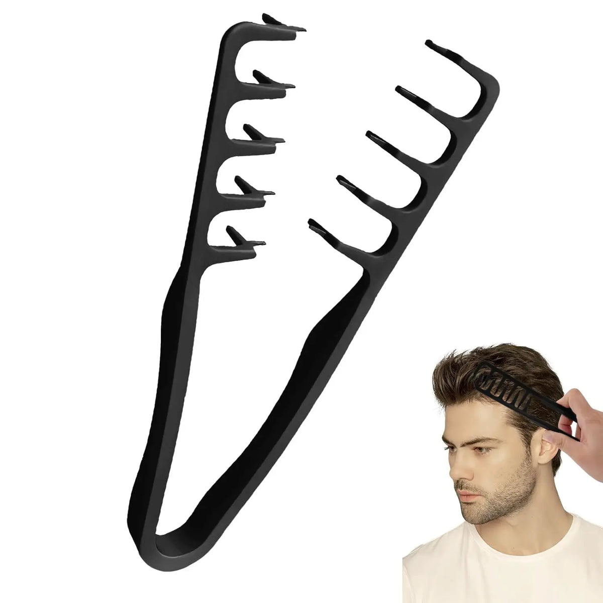 Volumizing Wide-Tooth Hair Styling Comb for Men, ABS Plastic with Textured Grip, Ideal for All Hair Types, Perfect for Home Use
