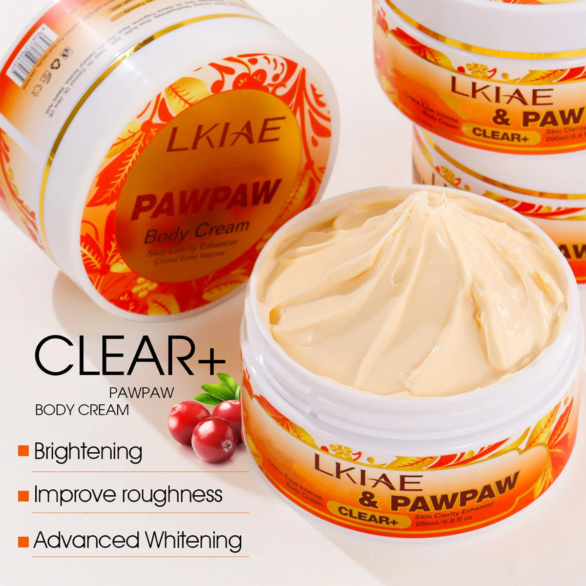 LKIAE Clear Papaya Brightening Cream, Moisturizing, Nourishing, Even Skin Tone, Improve Rough Skin, Reduce Dark Spots for Women