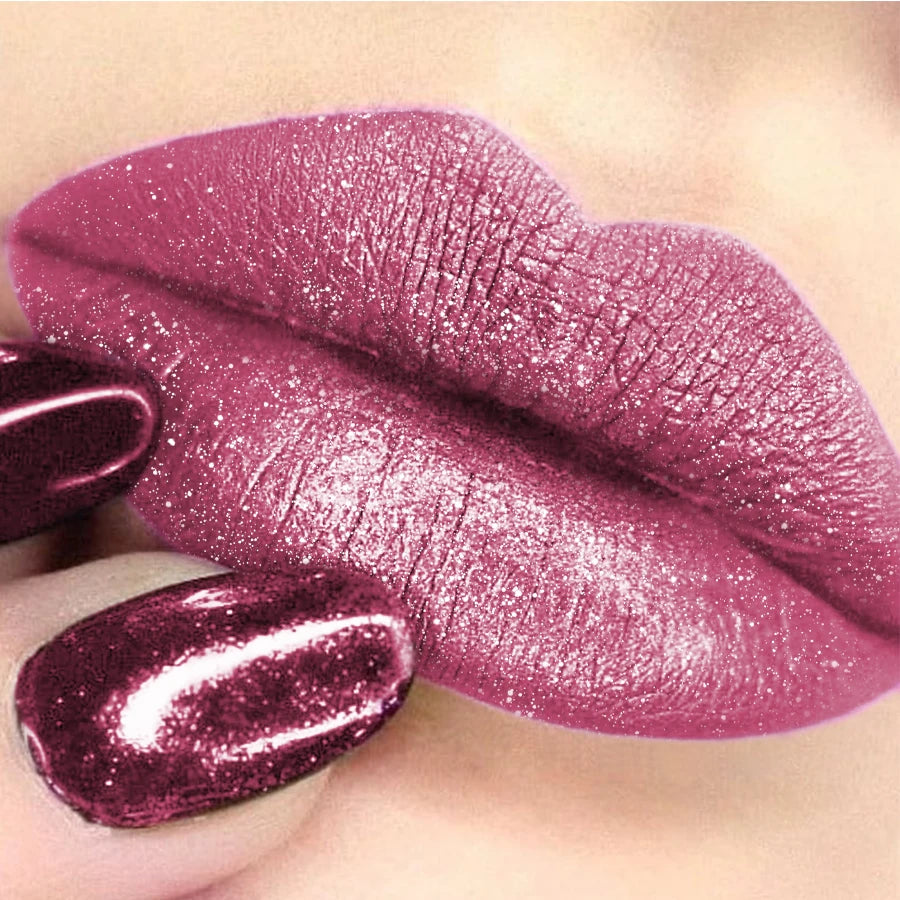 Metallic Glitter Lipstick Hydrating Red Pink Sparkling Shine Lip Color Highly Pigmented Lip Tints Korean Makeup Gifts Cosmetic