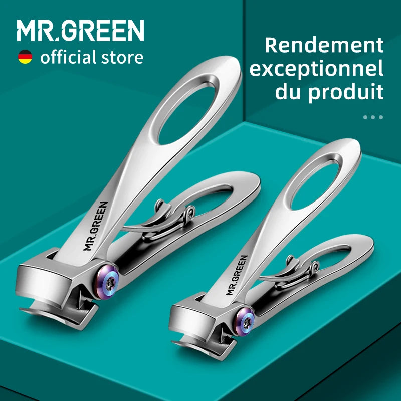 MR.GREEN Nail Clippers Wide Jaw Opening Stainless Steel Fingernail Clipper Thick Hard Toenail Cutter Manicure Scissors Tools