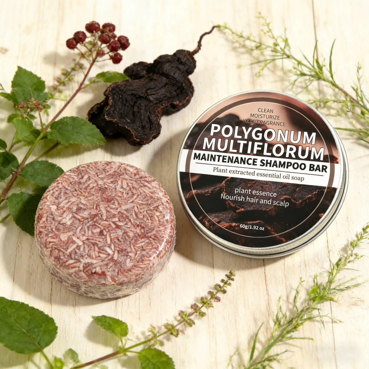 Polygonum Multiflorum Herbal Shampoo Soap Bar, Plant Hair Care Essential Oil Soap, Dark Nourishing Shampoo Soap, Deep Cleansing