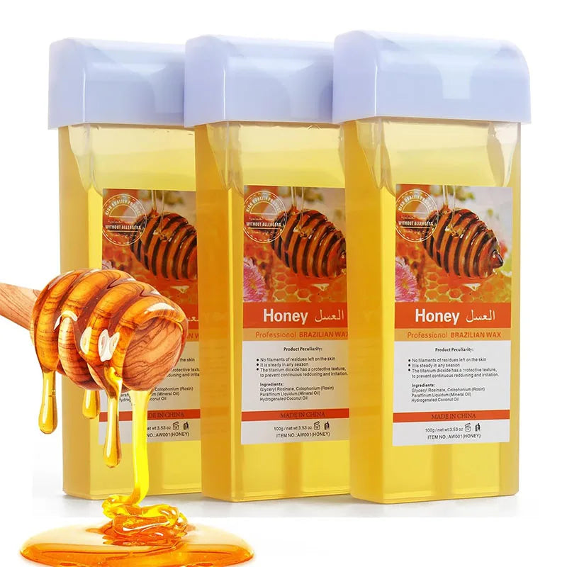 Roll On Waxing Kit For Hair Removal All Skin Types Heater Waxing Hot Cartridge Honey Hair Removal Wax Roller Set Unisex
