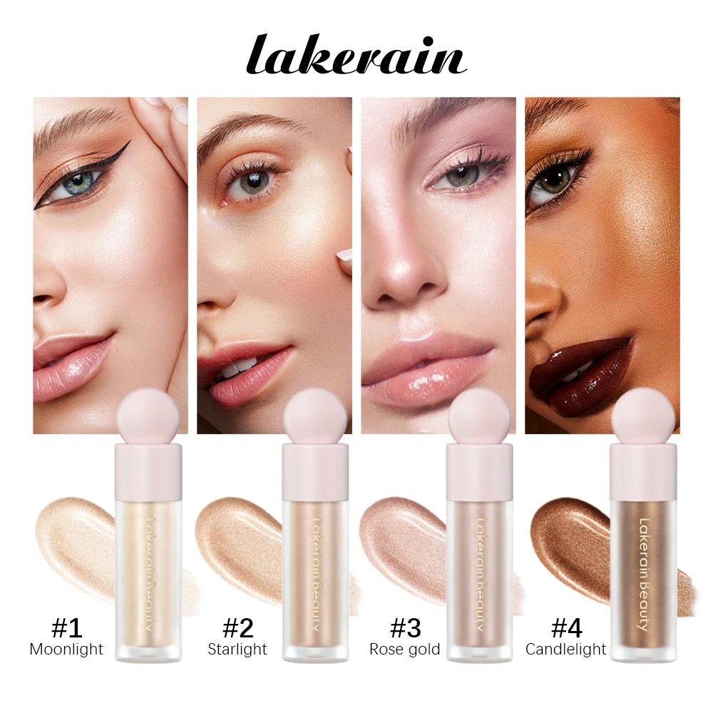 Liquid Highlighter High Glossy Finish Luminizer Makeup Face Body Brighten Long Lasting Glitter Natural Highlight Makeup Cosmetic