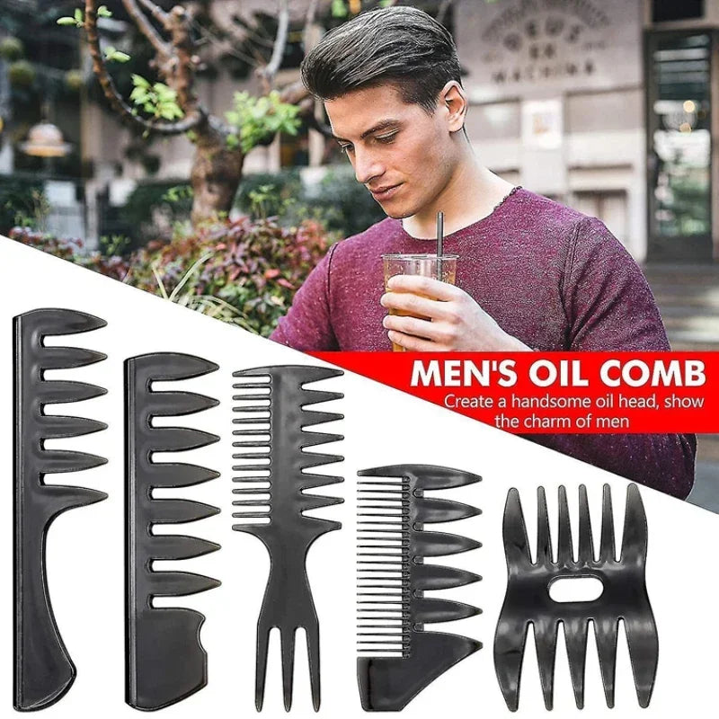 Men's Retro Oil Hair Comb Wide Tooth Fork Comb Back Hair Pick Comb Beard Oil Afro Hairstyle Combs Barbershop Men's Styling Tools