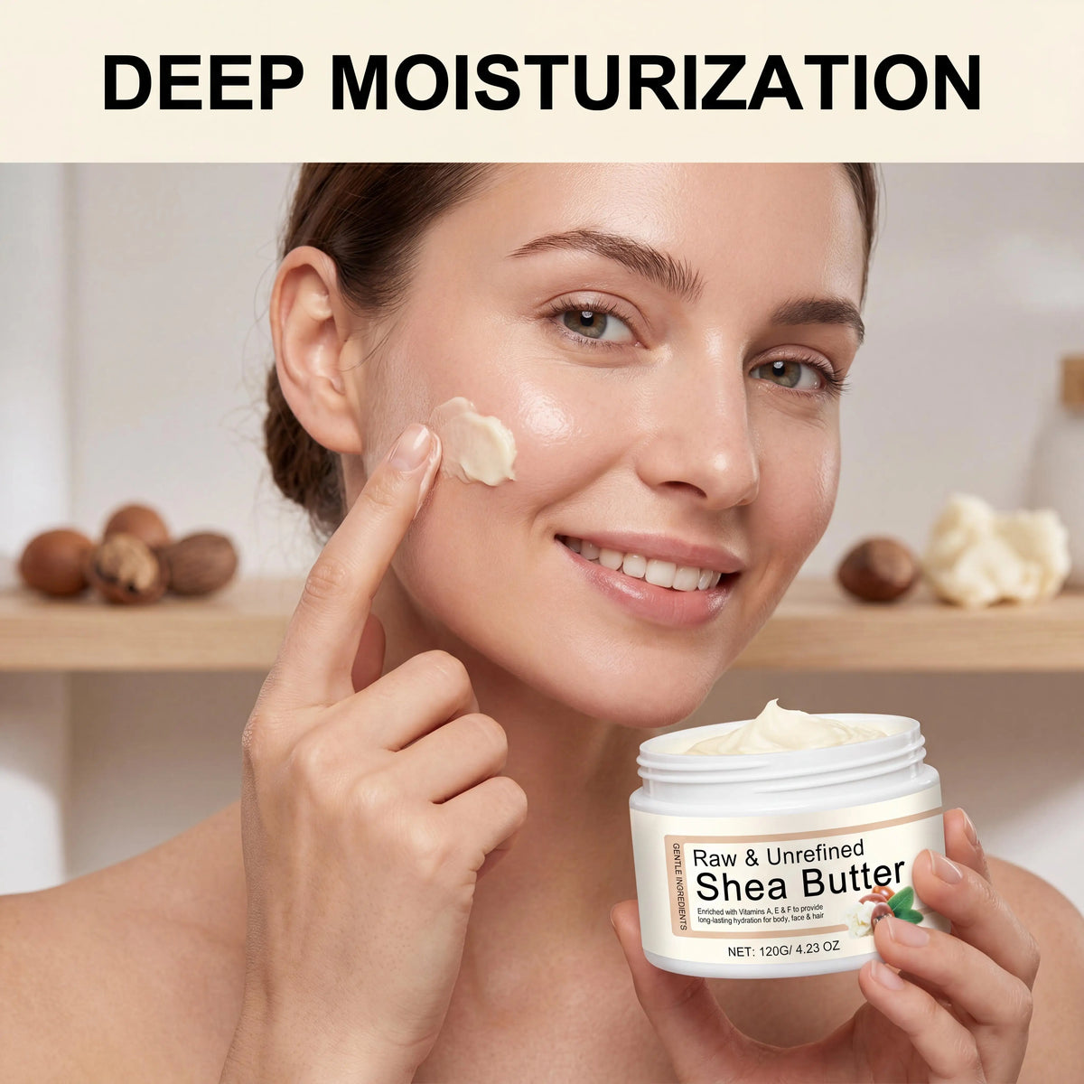 Natural Shea Butter Cream Improve Dry Skin On Legs Arms Deep Hydrating Moisturizing Skin Cracks Organic Face Body Moisturizer