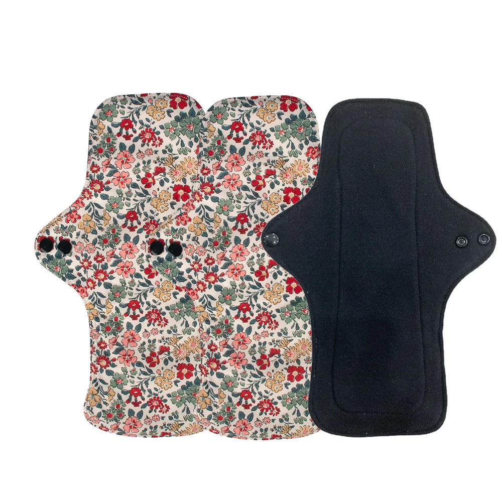 3PCS Washable Cotton Menstrual Pad Reusable Printed Maternal Sanitary Napkin Breathable Soft Care Pad 30cm 26cm 20cm to Choose