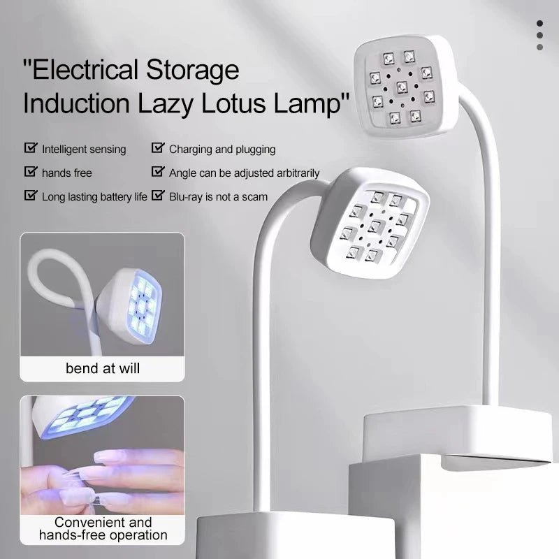 Rechargeable 9 LED UV Desk Lamp 360° Bendable for Nails Gel Polish Quick Dry Portable Manicure Salon  Wireless Nail Dryer Tools