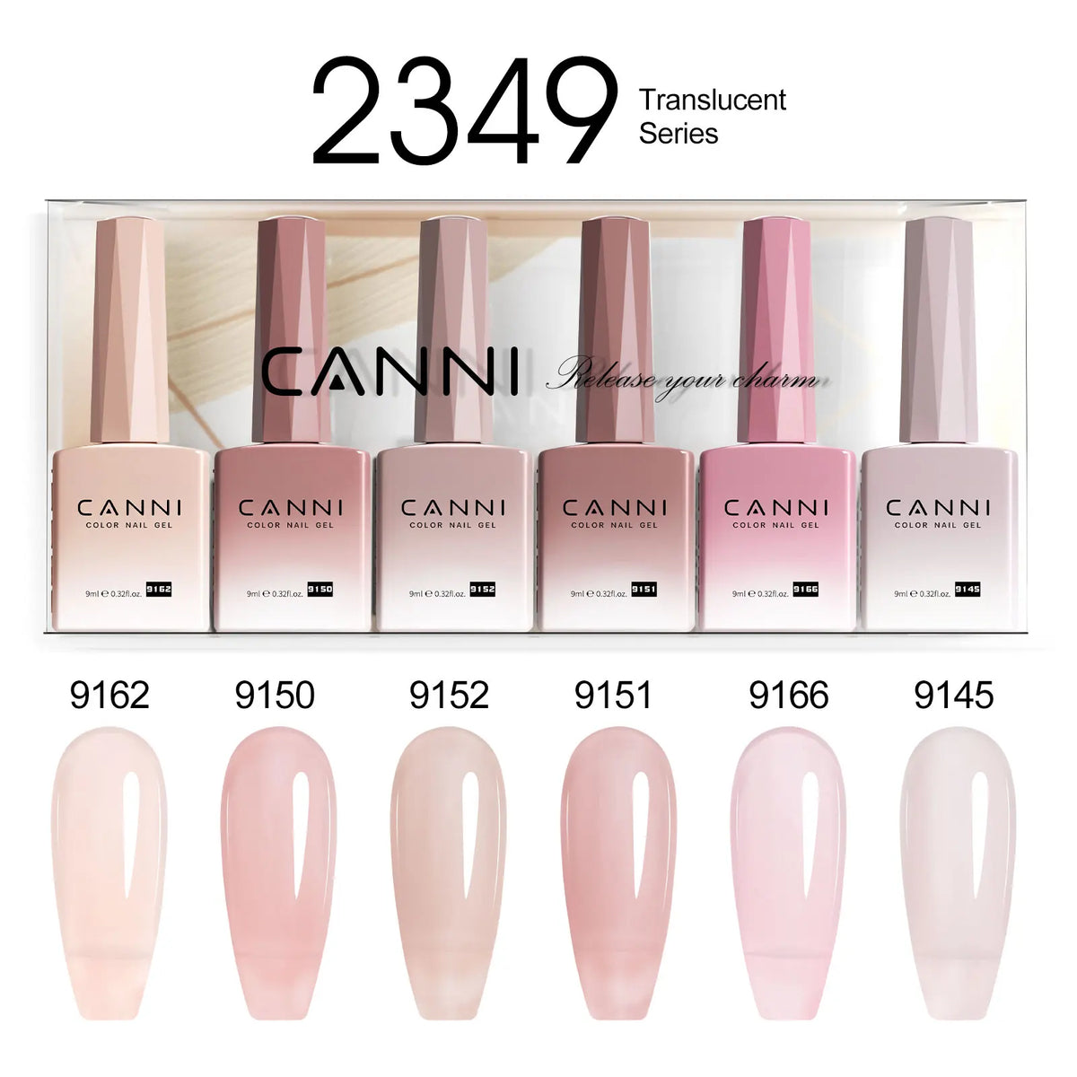 6pcs/kit CANNI Gel Nail Polish TPO FREE Nails Semi Transparent Jelly Pink Collection Soak Off UV LED Gel Diamond Top Coat Set