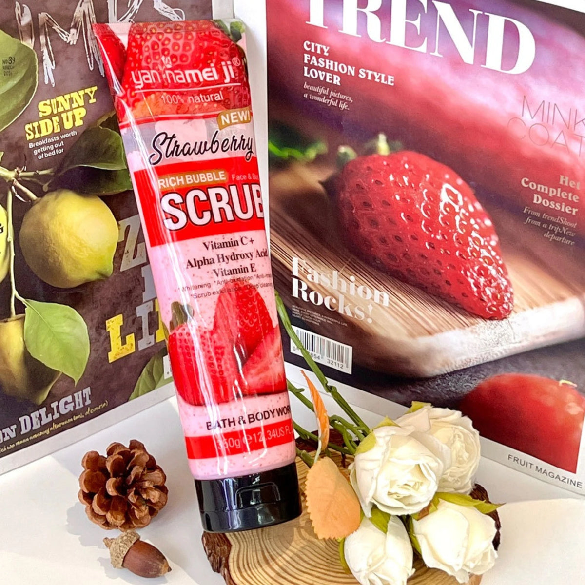 Strawberry Scrub Deep Cleansing Exfoliating Rejuvenating Skin Brightening Skin Removing Chicken Skin Facial Body Scrub Bath Salt