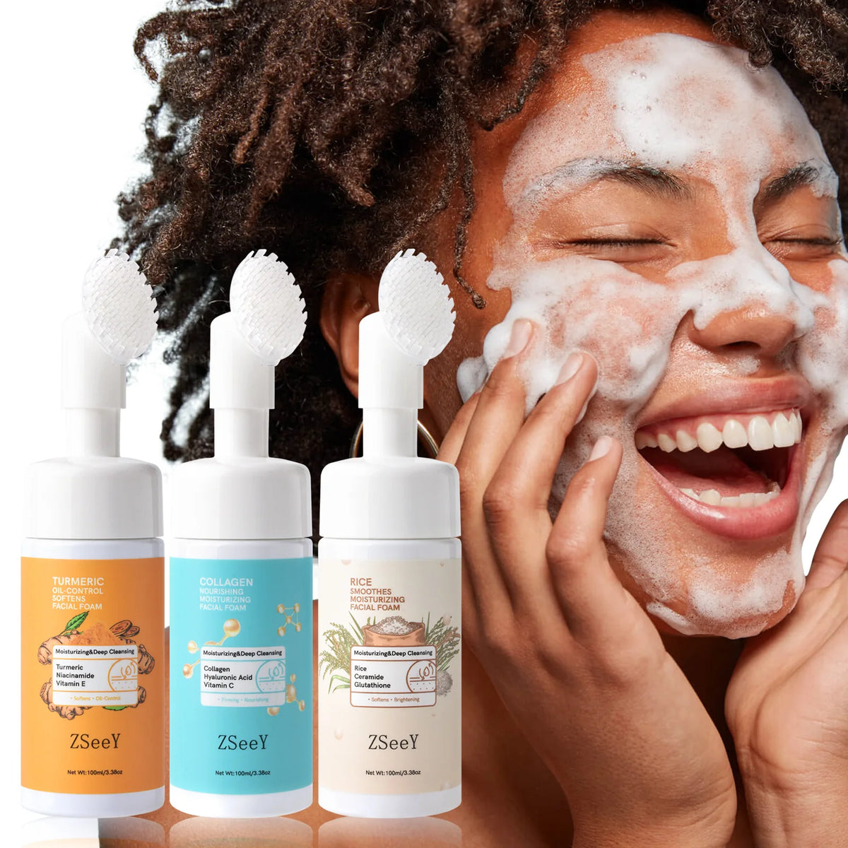 Facial Turmeric Cleansing Mousse 100ml – Foaming Face Wash with Turmeric, Skincare, Gentle Cleaning, Daily Mild Formula, Summer