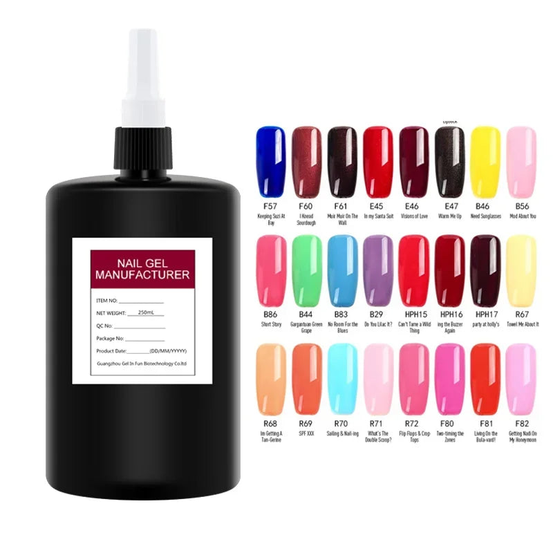 Professional 250ml Milky White UV Opie Gel Nail Polish Raw Material 273 Colors Bulk Semi-permanent Nail Art Gel Varnish Manicure