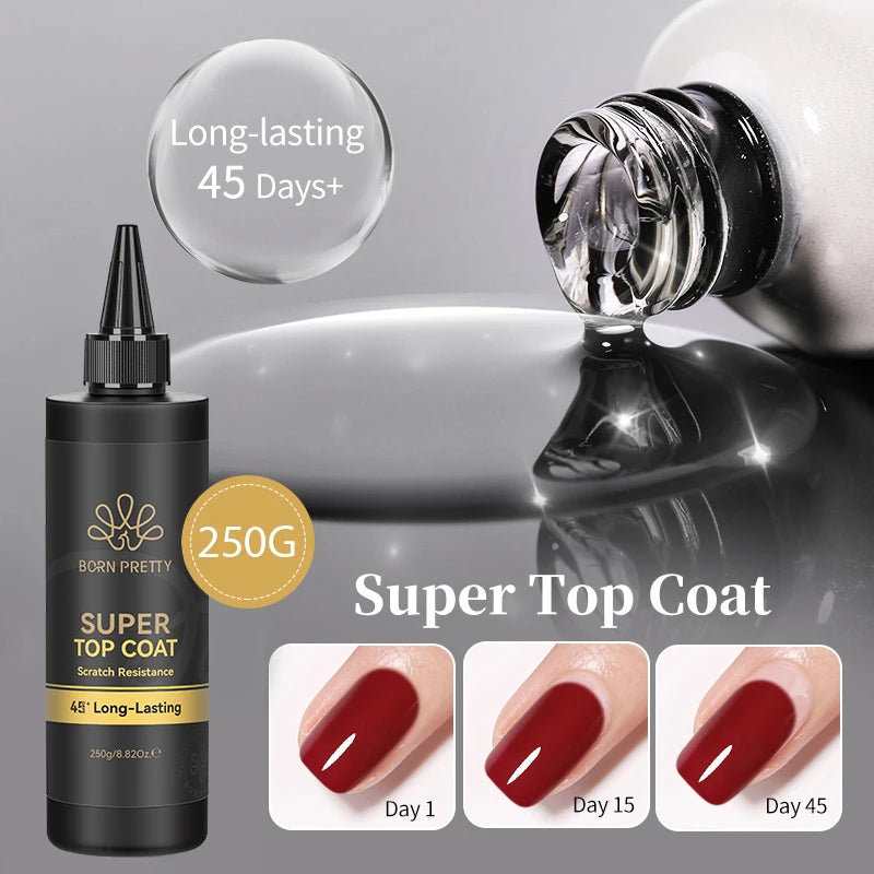 BORN PRETTY 250g Super Top Coat Gel Nail Polish Base Gel Matte Top Coat Semi-Permanent Varnish Soak Off Nail Art Functional Gel