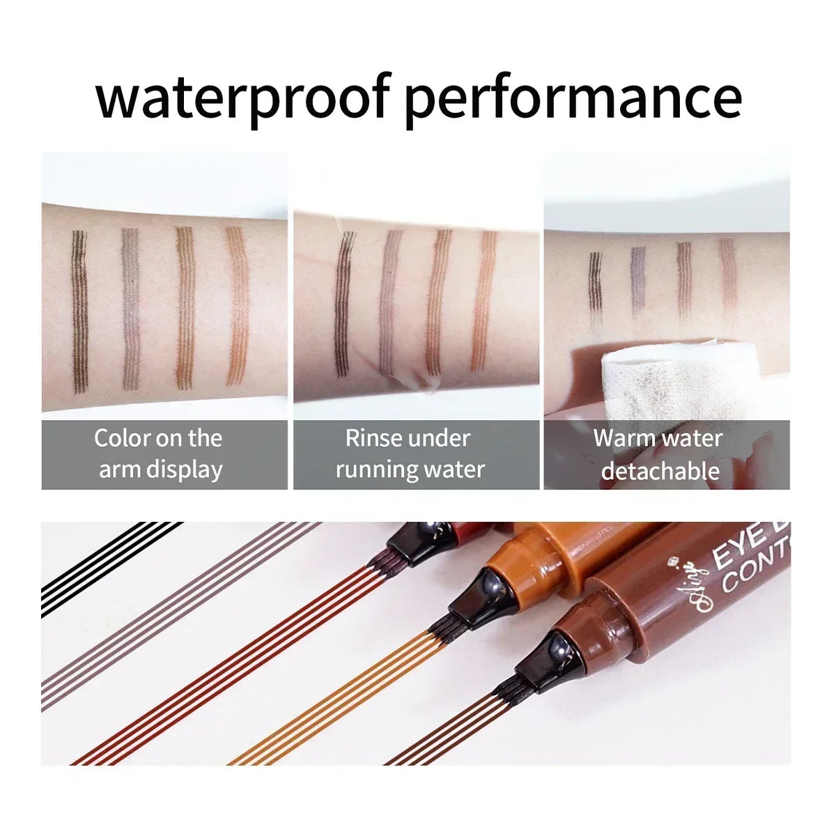 4-Tip Microblading Eyebrow Pencil – Waterproof, Smudge-Proof, Natural Hair-Like Strokes for Fuller Brows