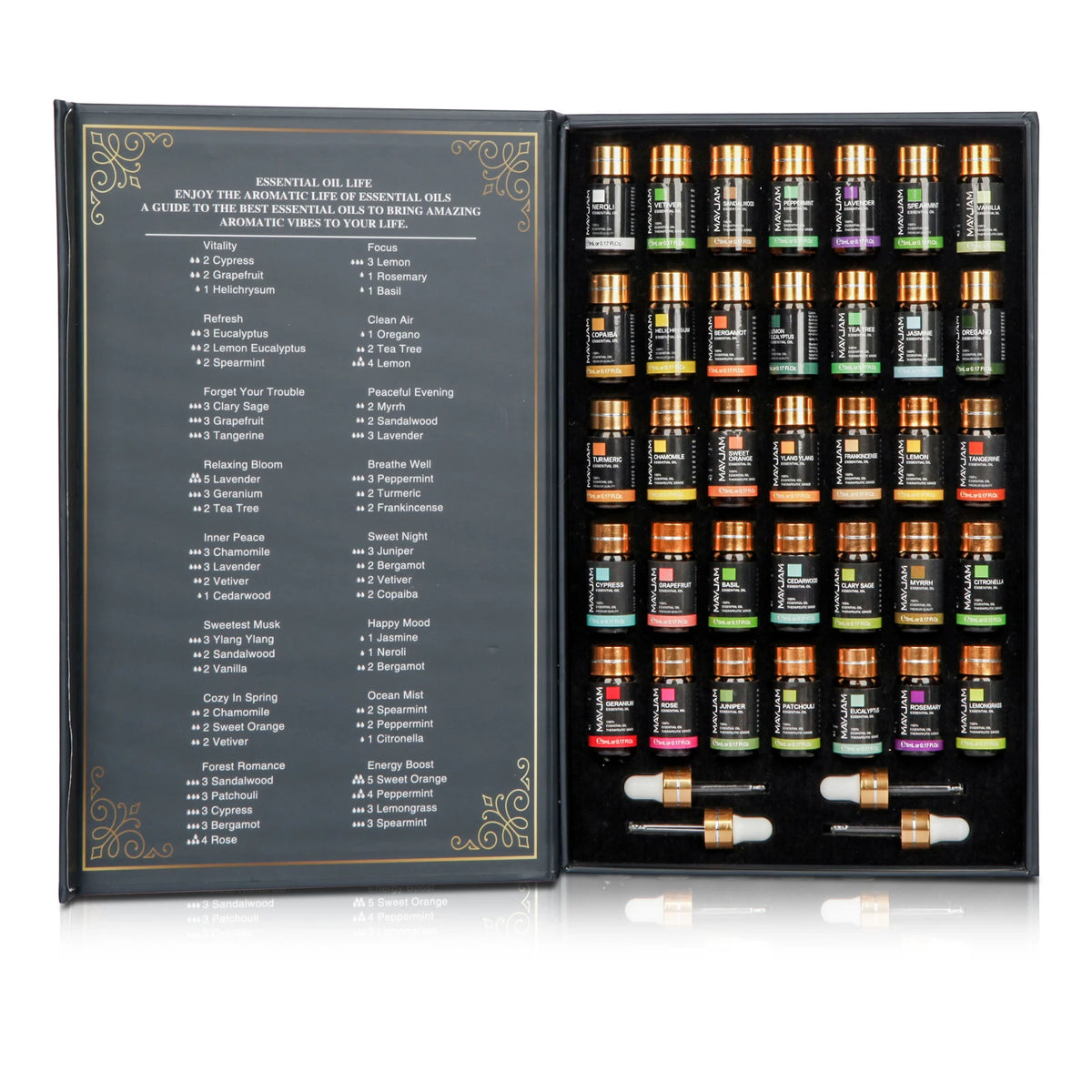 MAYJAM 35pcs/set Essential Oils For Diffuser DIY Making Scent Candle Massage Burner Air freshener Aroma Oil Christmas Gift Box