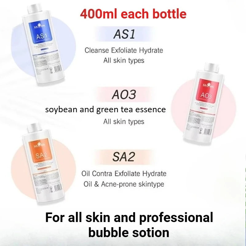 400ml AS1 SA2 AO3 Aqua Peel Solution for Facial Machine Skin Deep Cleaning with Replenish Water & Exfoliating Face Serum