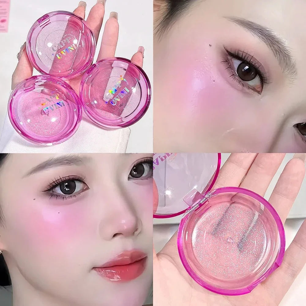 Transparent Jelly Facial Blusher Natural Long Lasting Moisturized Warm Change Rouge Cheek Crystal Fine Glitter Blush Palette