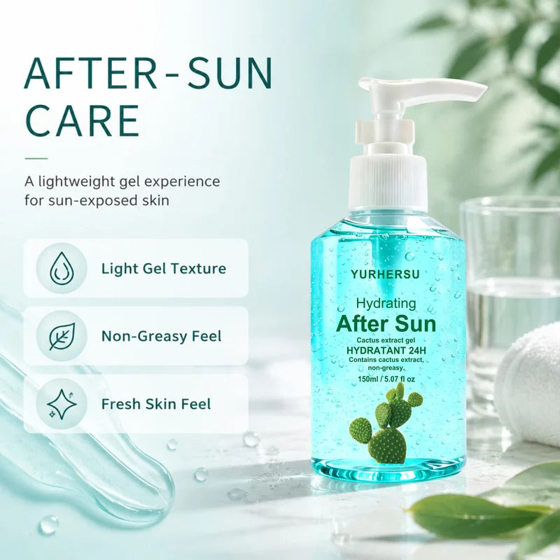 Soothing After Sun Gel，Daily Soothing Gel with Aloe Vera for Face and Body, Refreshing After-Sun Care