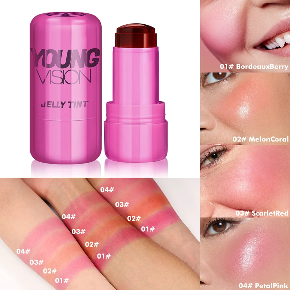 YOUNG VISION Multi-Color Jelly Blush Stick Q Pinberry Lip Dye Stick for Lip and Cheek Natural and Easy Tinting Lip Gloss Stick