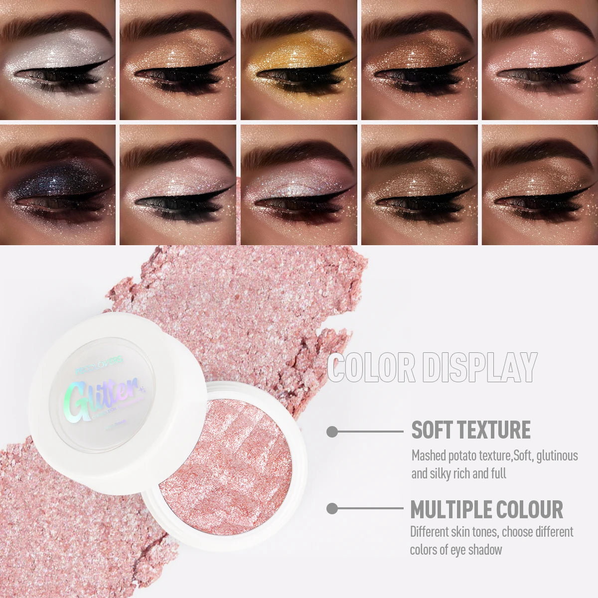 Single Color Easy To Apply High-gloss Eyeshadow Mashed Potato Mashed Mirror Pearlescent Glitter Eyeshadow Palette