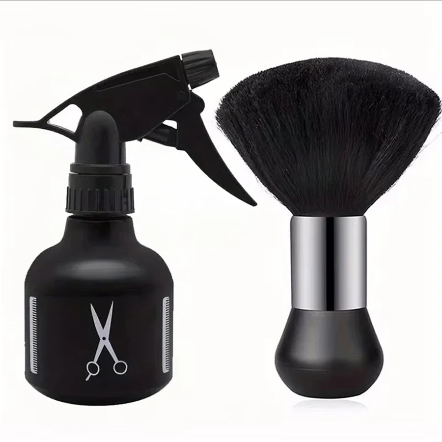 Professional Barber Kit Hairdresser Tool Set - Neck Duster, Water Spray Bottle, Cleaning Brush for Hair Styling Salon & Home Use