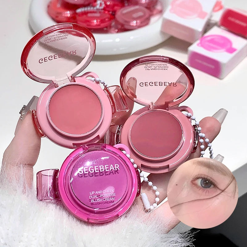 Matte Rose Purple Blush Cream Lip Cheek Multi-Use Lip Mud Lipstick Monochrome Blusher Brightening Face Easy Color Rouge Makeup
