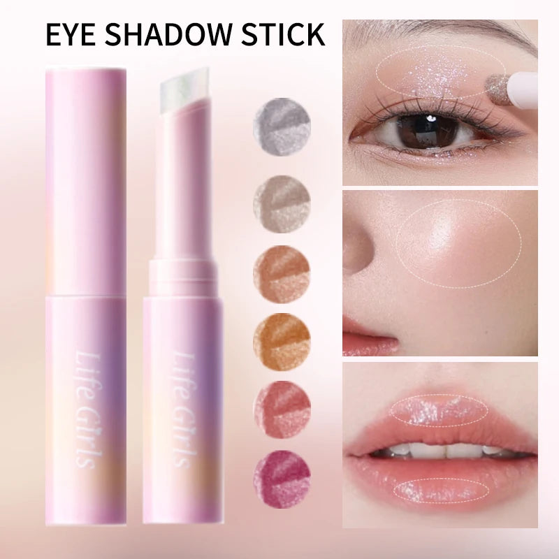 Water-Gloss Jelly Eyeshadow Stick Is a One-Swipe Makeup Highlight Eyeshadow Stick with Pearl Shimmer in Multiple Colors. Luminous Highlight Eyeshadow Stick Is a Two-Use Stick for Eyebrows. Waterproof Effect That Lasts Long an