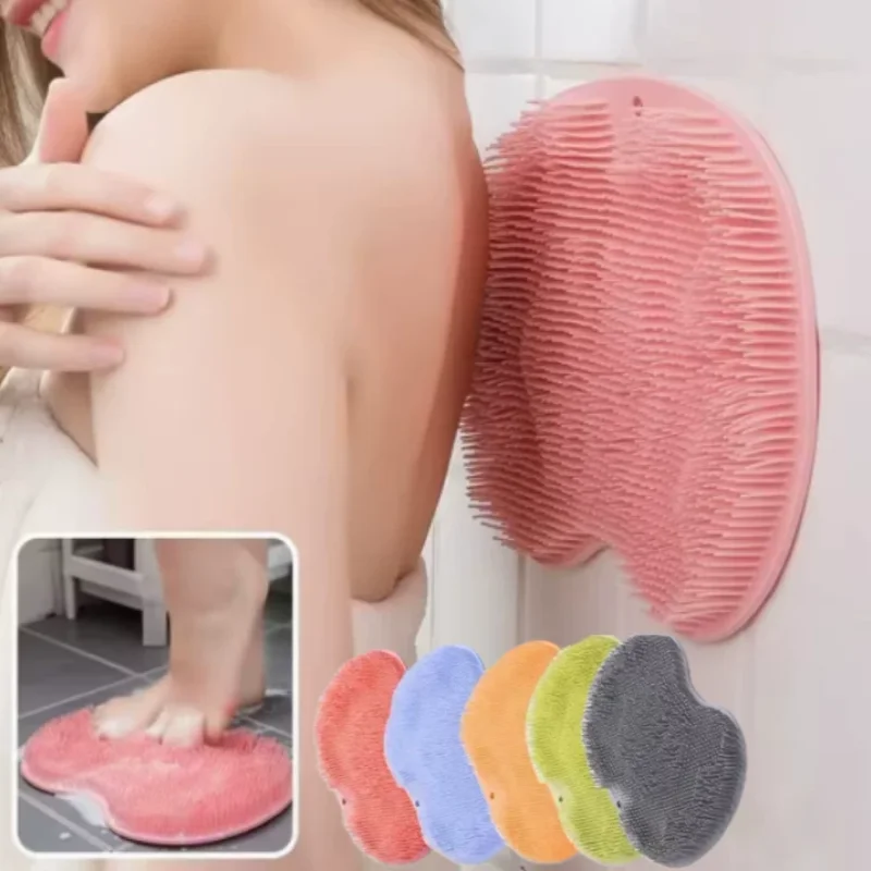 1/5pcs Silicone Wash The Foot Brush Bath Massage Mat Shower Back Brush Wall Mounted Foot Wash Mat with Suction Cup