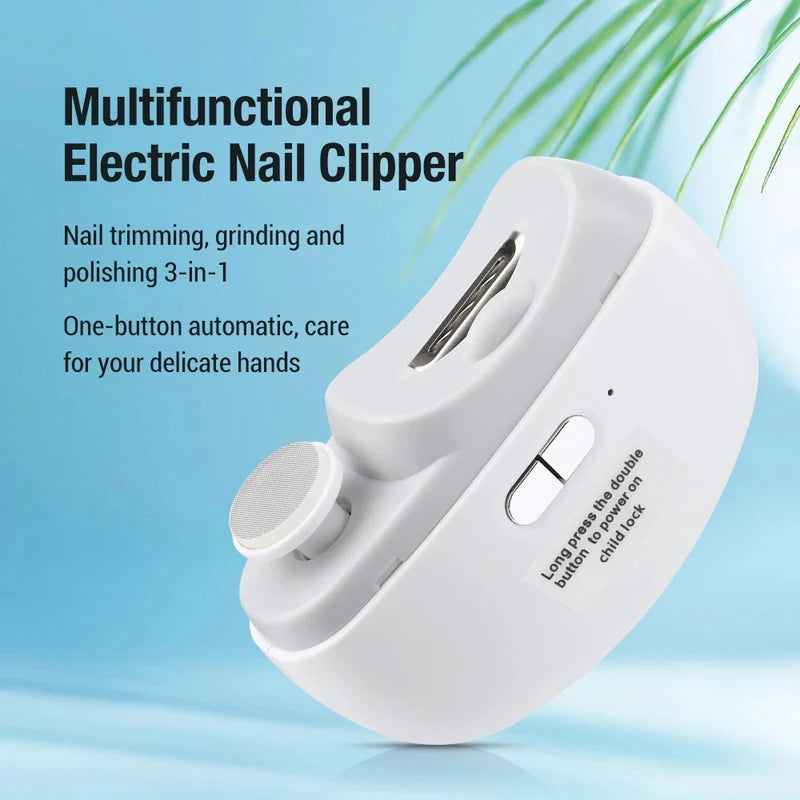USB Rechargeable Electric Nail Clipper Built-in Light Automatic Nail Trimmer Multifunctional Grinding Polishing Nail Cutter Safe