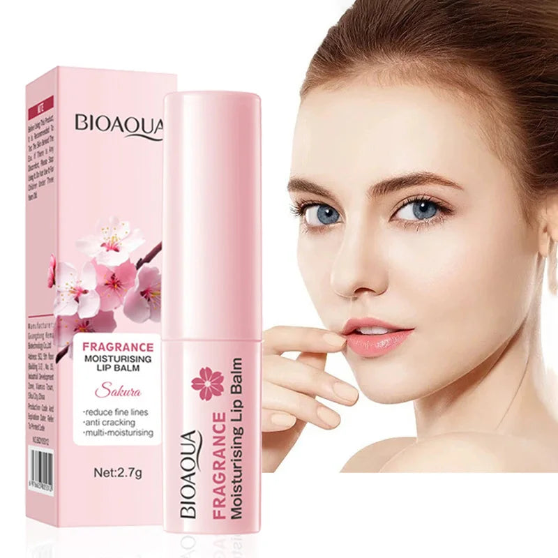 1/2/3pcs BIOAQUA Sakura Lipstick Cherry Blossom Moisturizing Lip Balm Nourishing Brightening Hydrating Lips Skin Care